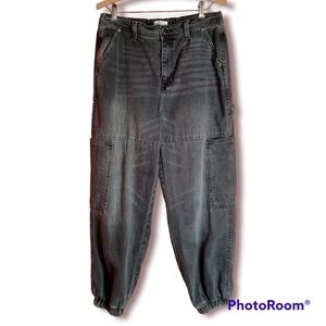 Forever 21 Black Cargo Jeans with Elastic Hem